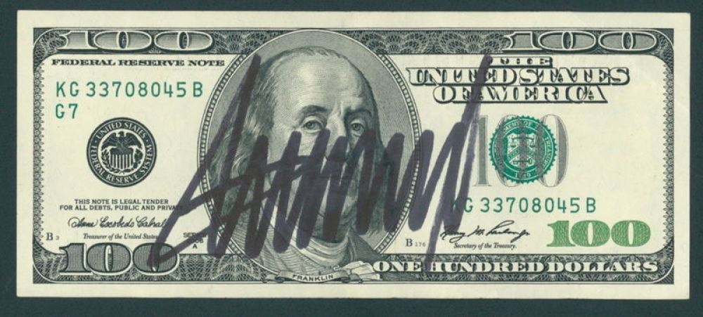 Donald Trump Signed $100 One Hundred Dollar Bill (JSA ALOA)