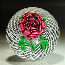 Baccarat 1990 Magenta Rose paperweight
