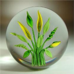 Chris Buzzini 1988 "Marsh Lilies" paperweight