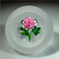 Ken Rosenfeld frosted rose paperweight 