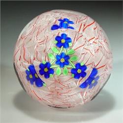 Perthshire 2001 flowers on lace paperweight