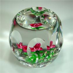 Perthshire 1980 pink rose paperweight