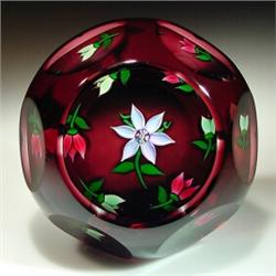 Perthshire 1980 flower and buds paperweight