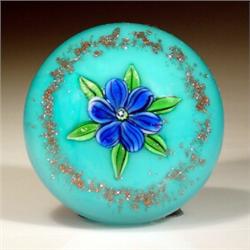 Ronald Hansen mini blue flower paperweight 