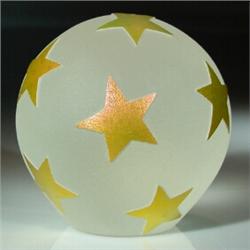 Correia Art Glass gold stars paperweight