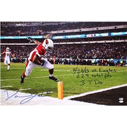 David Johnson Signed Cardinals 20x30 Photo on Canvas Inscribed "12/20/15 vs. Eagles 229 Total yds 3T