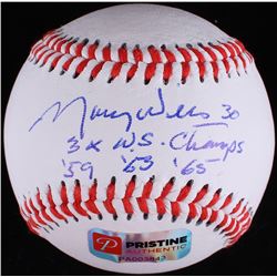 Maury Wills Signed Baseball Inscribed "3x WS Champs '59 '63 '65" (PA COA)