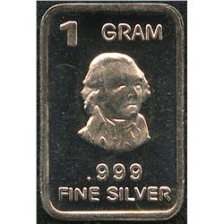1 Gram .999 Silver John Adams Bullion Bar