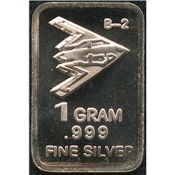 1 Gram .999 Silver B-2 Bomber Bullion Bar