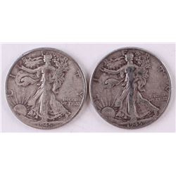 Lot of (2) Walking Liberty Silver Half Dollars with 1945 &amp; 1945-D