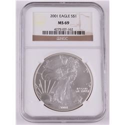 2001 American Eagle $1 Silver Coin (NGC MS-69)