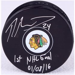 Phillip Danault Signed Blackhawks Logo Hockey Puck Inscribed "1st NHL Goal 01/08/16" (Schwartz COA)
