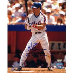 Wally Backman Signed Mets 8x10 Photo Inscribed "86 WS Champ" (Schwartz COA)