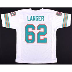 Jim Langer Signed Dolphins Jersey Inscribed "HOF 87" (JSA COA)