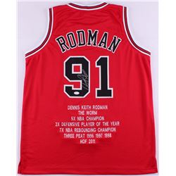 Dennis Rodman Signed Bulls Career Highlight Stat Jersey (JSA COA)