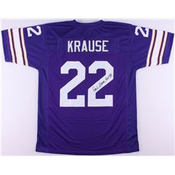 Paul Krause Signed Vikings Jersey Inscribed "HOF 98" (JSA COA)