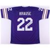 Image 1 : Paul Krause Signed Vikings Jersey Inscribed "HOF 98" (JSA COA)