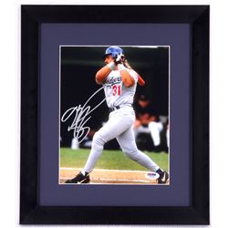 Mike Piazza Signed Dodgers 13x15 Custom Framed Photo Display (PSA COA)