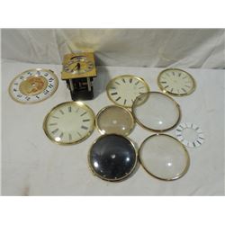 CLOCK PARTS LOT FACES GLASS CRYSTALS WORKS MORE