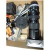Image 2 : BOX LOT VINTAGE CAMERA LENSES TRIPODS MORE