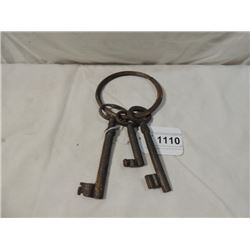 ANTIQUE VINTAGE JAILER KEY SET ON RING C@@L