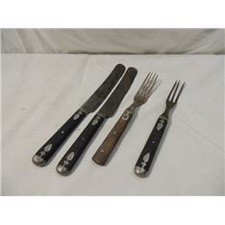 LOT 4 EARLY CIVIL WAR ERA 1800'S FLATWARE WOOD