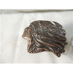 NATIVE AMERICAN INDIAN CHIEF WESTERN BELT BUCKLE