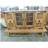 Image 1 : 2 PIECE OAK GOTHIC KELTIC OAK BUFFET VITRINE