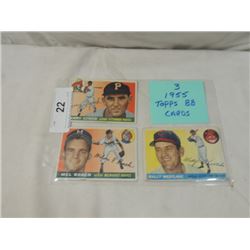 3 1955 TOPPS BASEBALL CARDS AS SHOWN