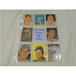 LOT 8 1957 1958 TOPPS BASEBALL CARDS AS SHOWN