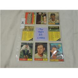 LOT 8 1961 TOPPS BASEBALL CARDS