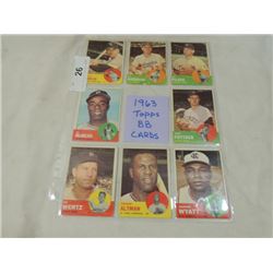 LOT 8 1963 TOPPS BASEBALL CARDS