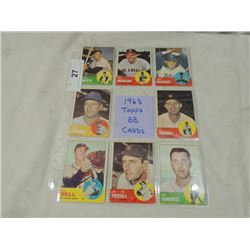 LOT 8 1963 TOPPS BASEBALL CARDS