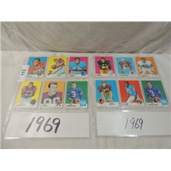 12 CARD LOT FOOTBALL SPORTS TOPPS 1969