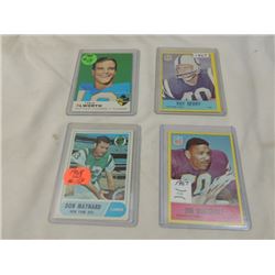 4 TOPPS FOOTBALL CARDS VINTAGE 1967 1968 1969