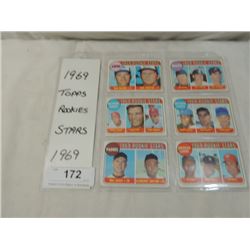 6 BASEBALL CARDS TOPPS STARS ROOKIES 1969 WOW!!