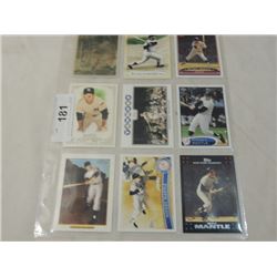 9 CARD LOT BASEBALL CARDS MICKEY MANTLE