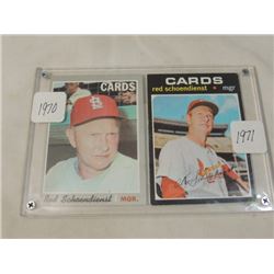 2 ROD SCHOENDIENST TOPPS BASEBALL CARDS NICE