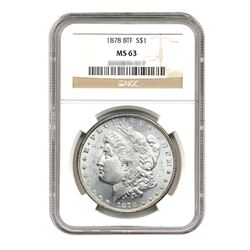 1878 $1 Morgan Silver Dollar 8 Tail Feather MS63
