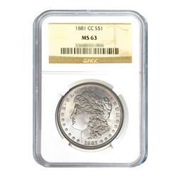 1881-CC $1 Morgan Silver Dollar - NGC MS63