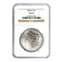 1884-CC $1 Morgan Silver Dollar - NGC MS65