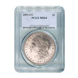 1891-CC $1 Morgan Silver Dollar - NGC MS64