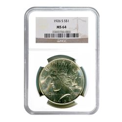 1926-S $1 Peace Silver Dollar - NGC MS64
