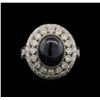 Image 2 : 5.28ct Blue Star Sapphire and Diamond Ring - 14KT White Gold