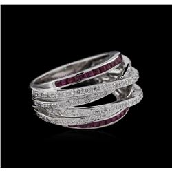 0.90ctw Ruby and Diamond Ring - 18KT White Gold