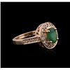 Image 1 : 14KT Rose Gold 1.12ct Emerald and Diamond Ring