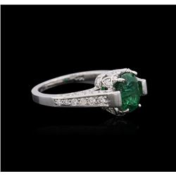 14KT White Gold 1.42ct Emerald and Diamond Ring