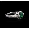 Image 1 : 14KT White Gold 1.42ct Emerald and Diamond Ring