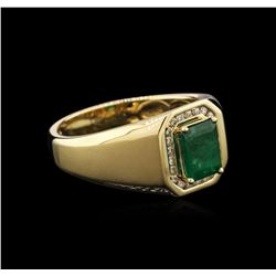 14KT Yellow Gold 1.69ct Emerald and Diamond Ring