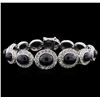 Image 1 : 39.31ctw Star Sapphire and Diamond Bracelet - 14KT White Gold